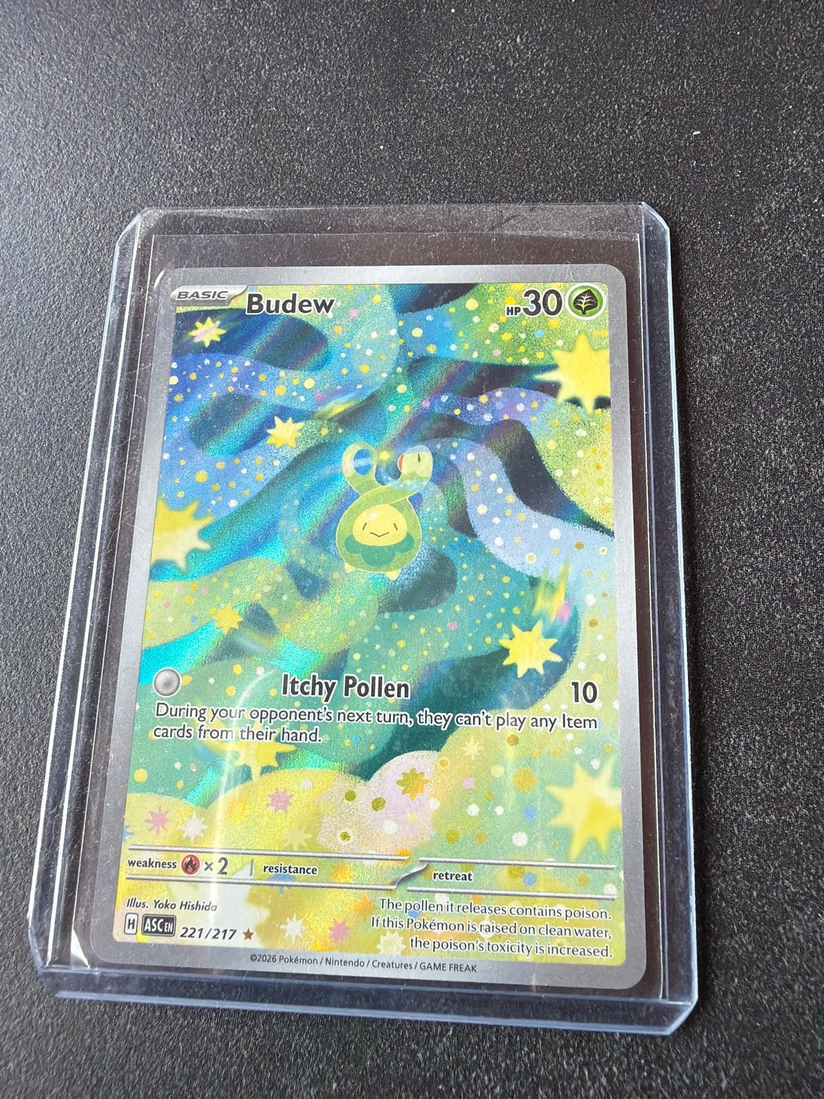 Pokémon Kaart Budew 221/217 ASCN Foil, Ophalen, Zo goed als nieuw, Losse kaart, Foil