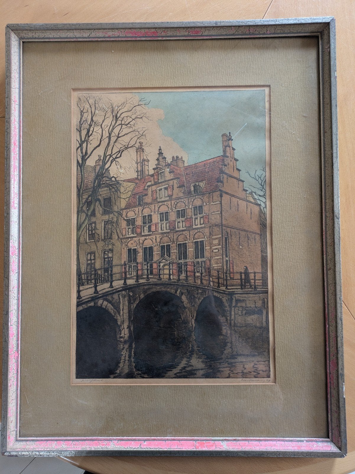 Ets Cees Boling - Huis met de drie grachten Amsterdam (1929), Ophalen of Verzenden