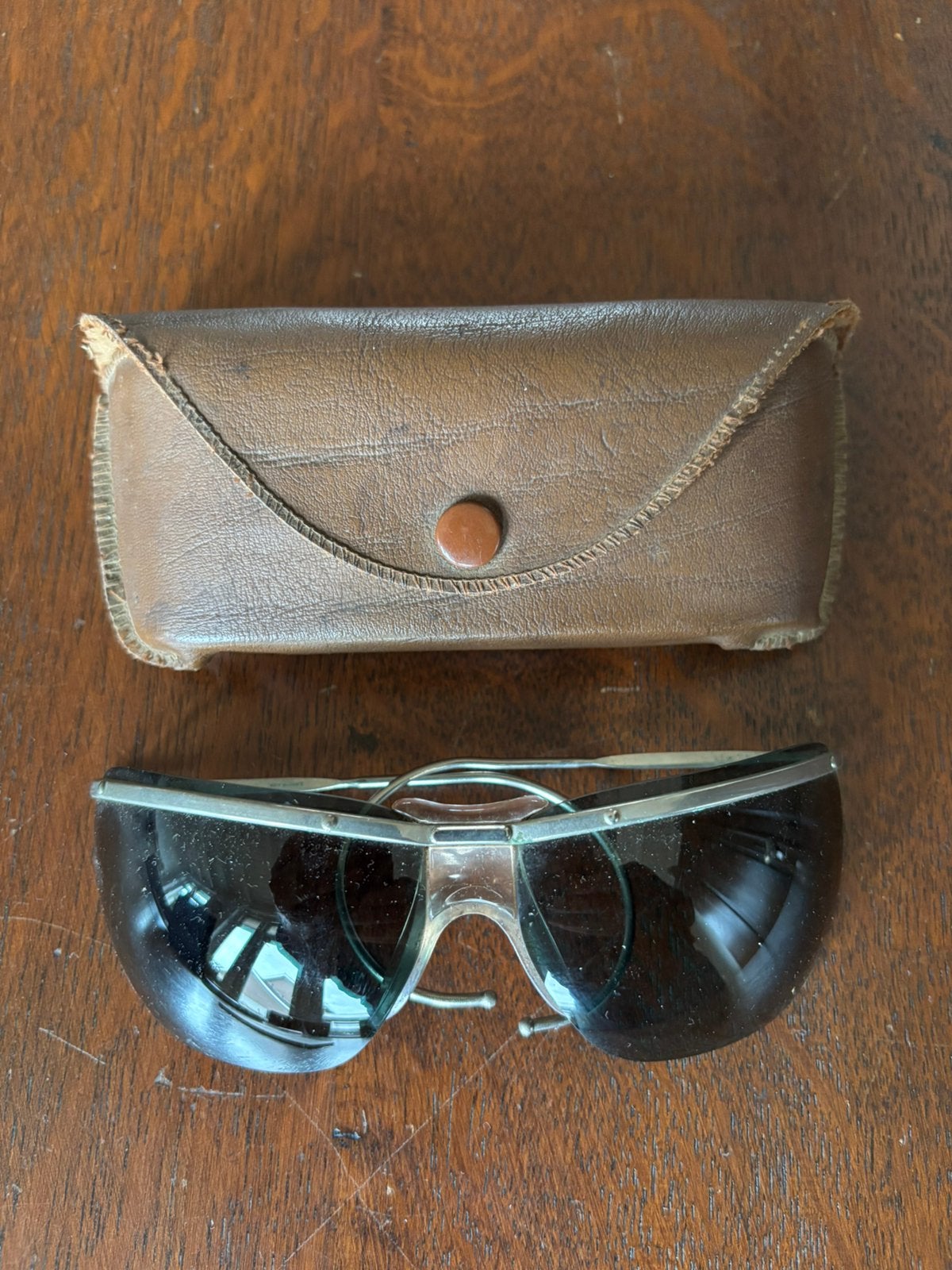 Vintage heren sport bril  in hardcase brillenkoker, Overige merken, Gebruikt, Zonnebril, Bruin