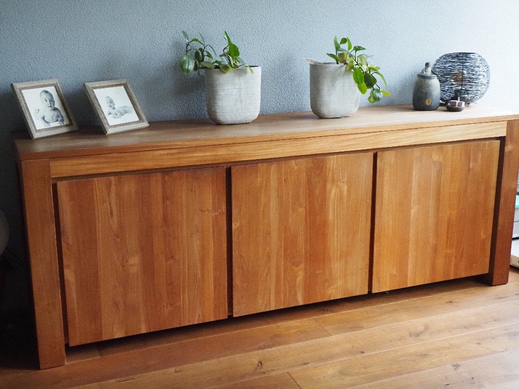 teak houten dressoir, tv meubel en hoge kast en mooie tafel, Huis en Inrichting, Kasten | Televisiemeubels, Ophalen, Gebruikt