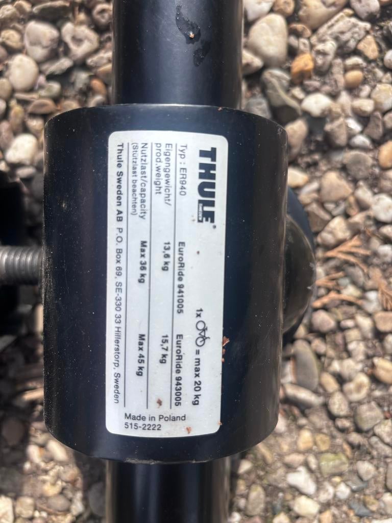 Thule EuroRide 941 fietsendrager voor 2 fietsen, Auto diversen, Fietsendragers, Gebruikt, Trekhaakdrager, 2 fietsen, Ophalen