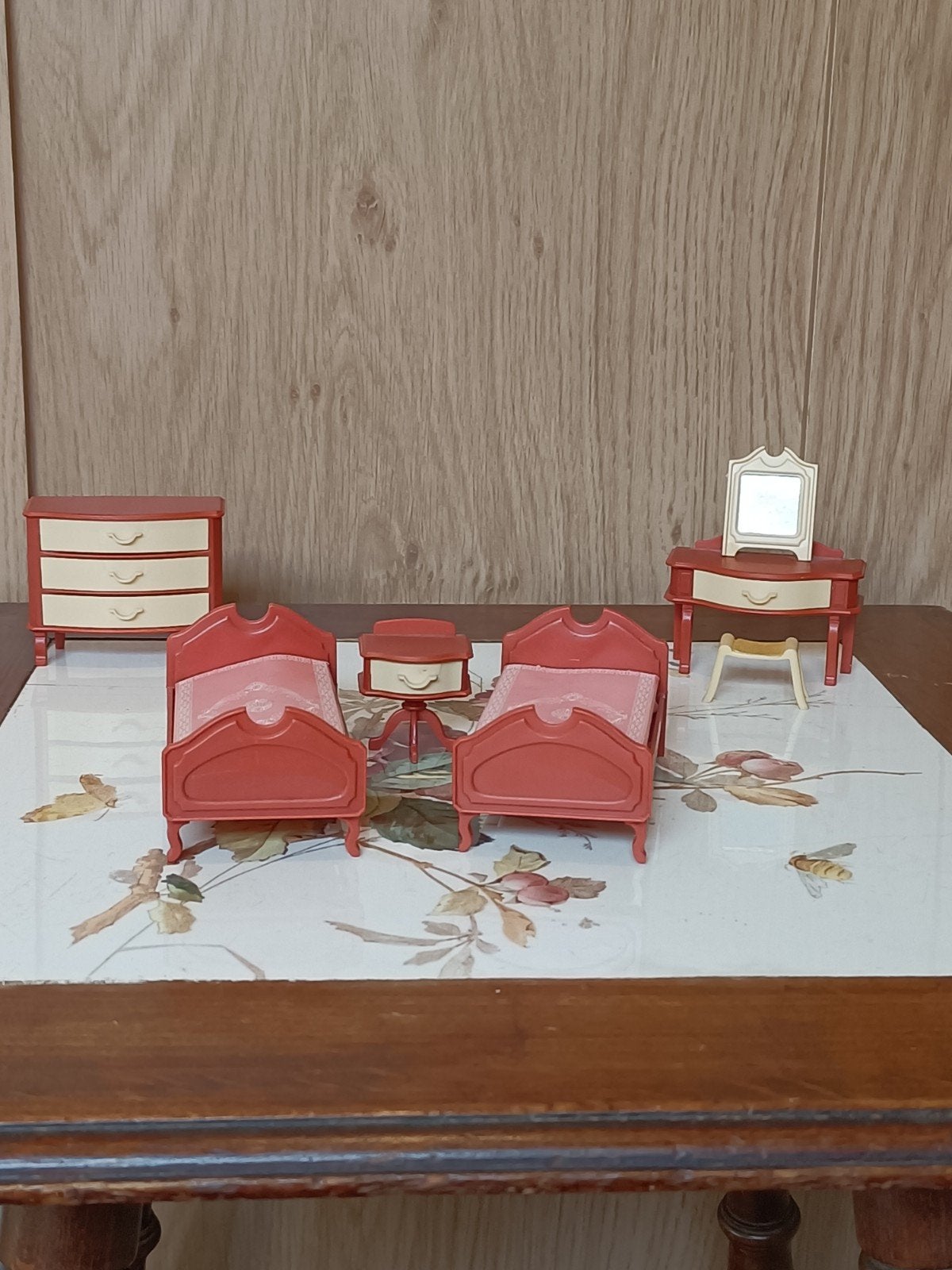 Vintage slaapkamer set poppenhuis jaren '70 (Lundby formaat), Ophalen of Verzenden, Gebruikt, Poppenhuis