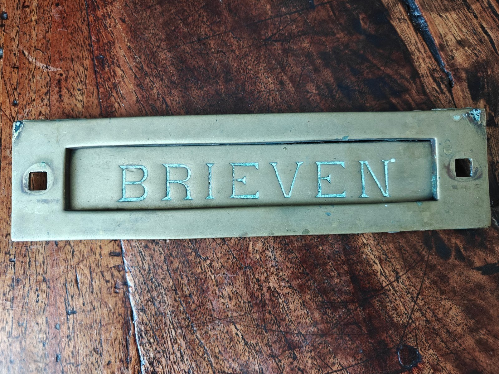 Koperen brievenbus voor een antieke deur uit de jaren dertig, Antiek en Kunst, Antiek | Koper en Brons, Ophalen of Verzenden, Koper