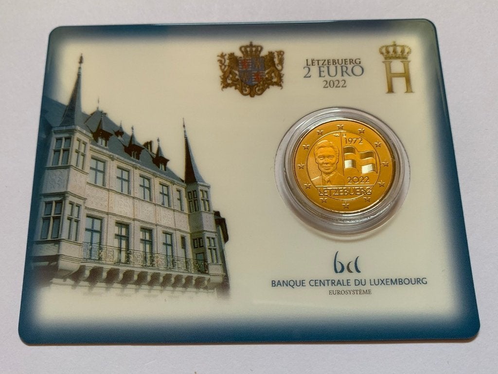 2 Euro Luxemburg 2022 BU coincard (Vlag) met muntteken, Postzegels en Munten, Munten | Europa | Euromunten, Verzenden, Luxemburg