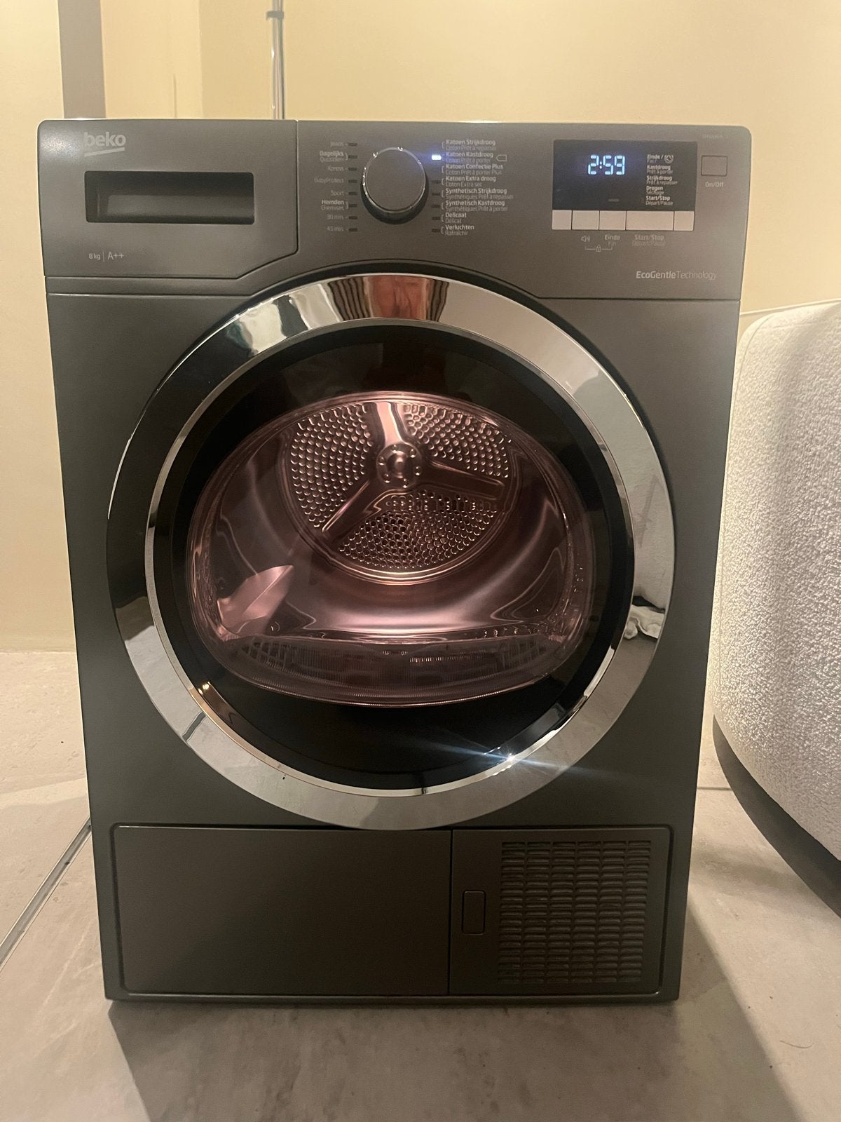 Beko Condensdroger 8 kg A++ Manhattan Grijs, Witgoed en Apparatuur, Wasdrogers, Ophalen, Gebruikt, 8 tot 10 kg, 85 tot 90 cm