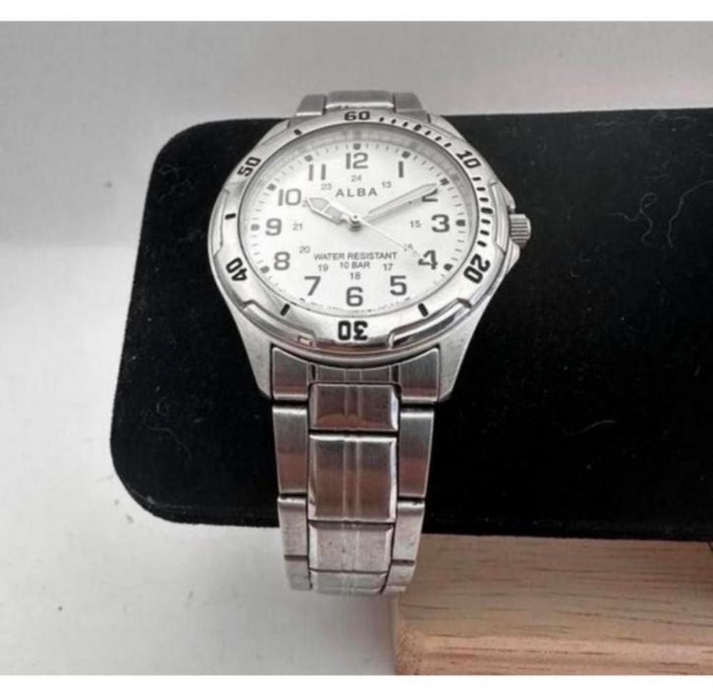 Vintage SEIKO Alba V501-0FG0 analoog Quartz mens watch 10bar, Seiko Alba, Staal, Polshorloge, Ophalen of Verzenden