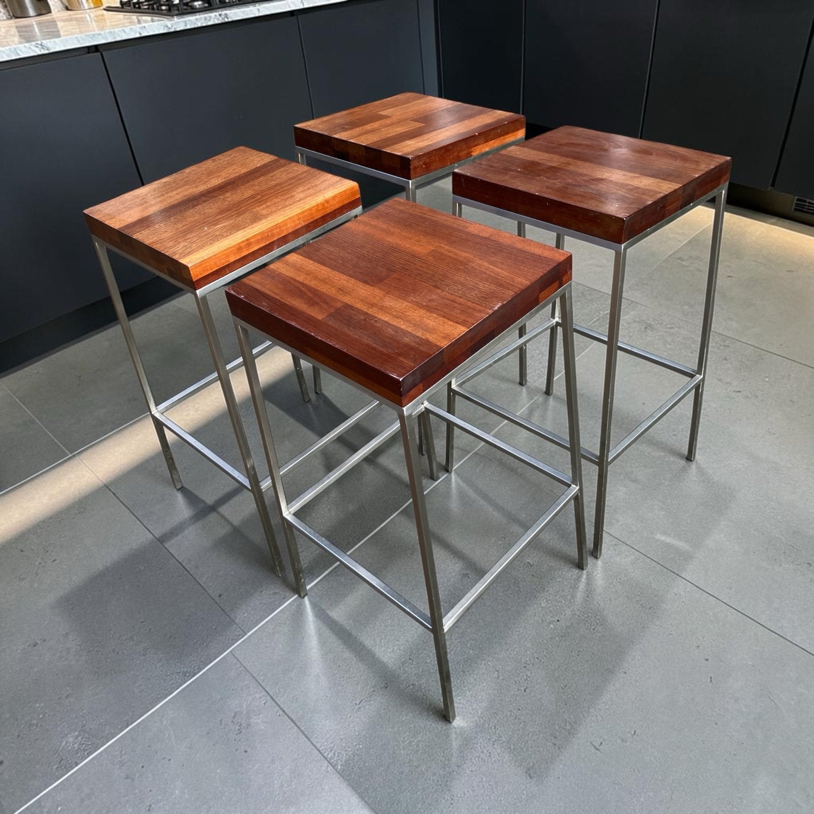Vintage Teak  Barkrukken, prijs per stuk  LaPalma Cubo Stijl, Huis en Inrichting, Ophalen, Gebruikt, Met voetsteun, Huysmans