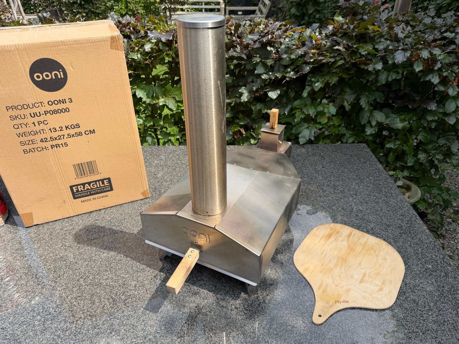 Ooni 3 RVS Pizzaoven - Houtgestookt (pallets incl.), Tuin en Terras, Pizzaovens, Gebruikt, Ophalen of Verzenden