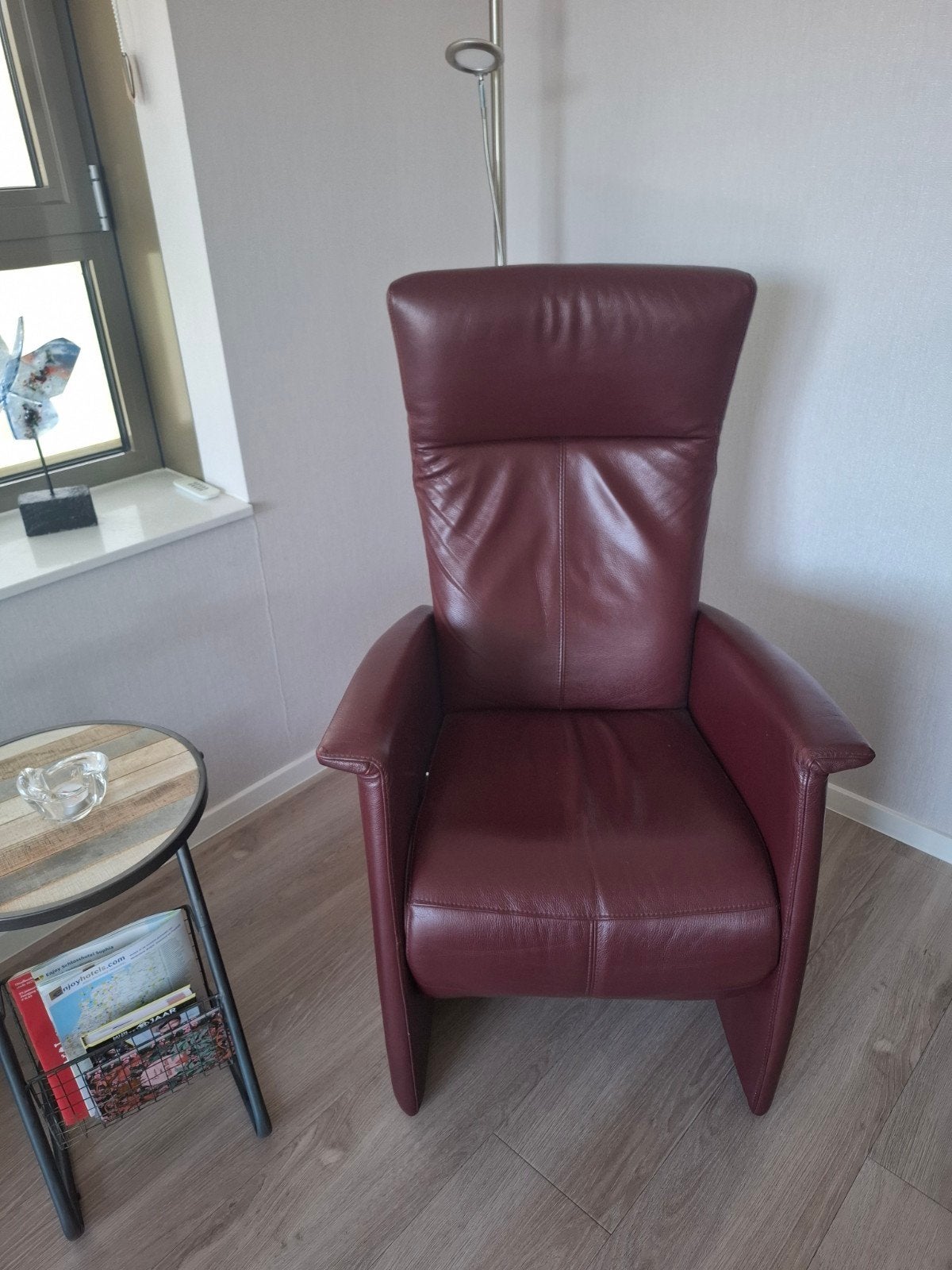 Leren relaxfauteuil - Bordeauxrood van Prominent, Gebruikt, Ophalen of Verzenden, Modern, 50 tot 75 cm