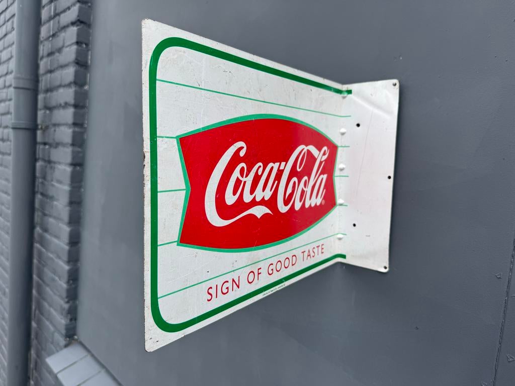 Vintage Coca-Cola Reclamebord - 'Sign of Good Taste', Reclamebord, Gebruikt, ., Ophalen of Verzenden
