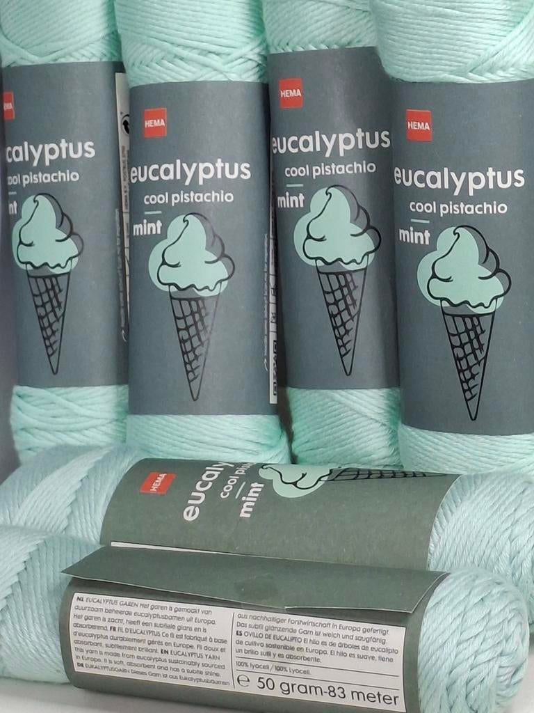 Hema Eucalyptus Garen Cool Pistachio Mint - 12 bollen, Ophalen of Verzenden, Nieuw, Breien of Haken, Wol of Garen