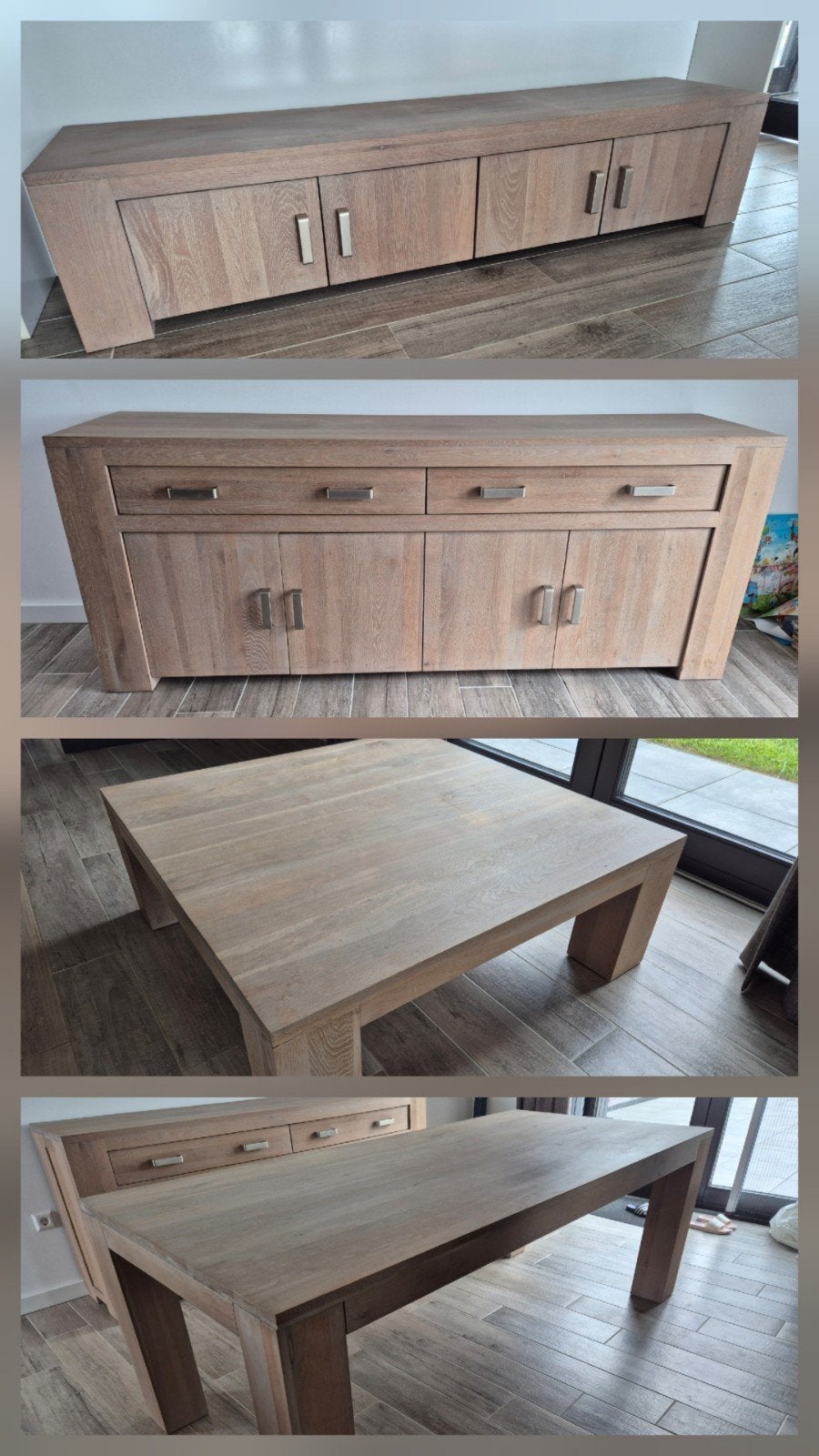Complete set: Dressoir, tv-kast, eetkamertafel en salontafel, Ophalen