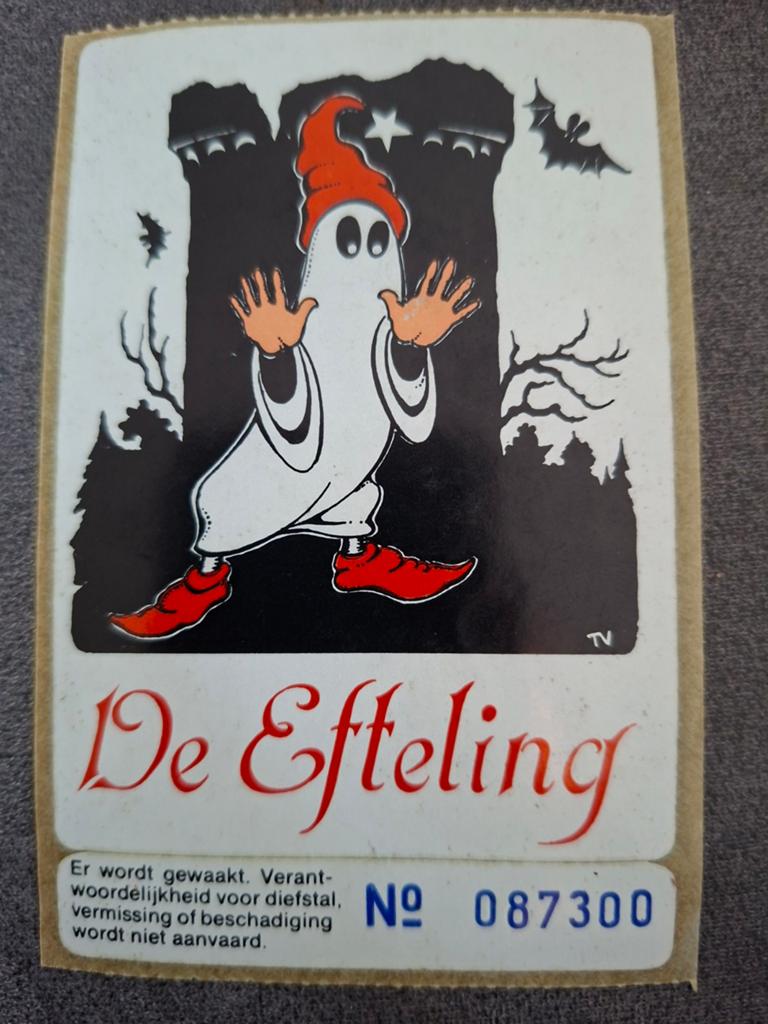 Vintage Efteling Spookje Sticker - Nummer 087300, Verzamelen, Efteling, Ophalen of Verzenden, Gebruikt, Overige typen