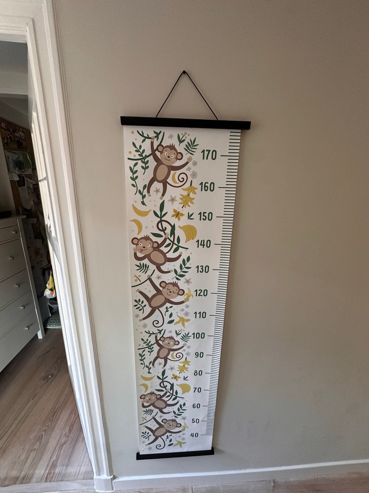 Groeimeter met aapjes, Gebruikt, Ophalen of Verzenden, Wanddecoratie, Ophangbaar
