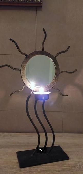 Waxinelichthouder (zonnebloem). Met spiegel. Prijs bieden, Huis en Inrichting, Woonaccessoires | Kandelaars en Kaarsen, Zwart