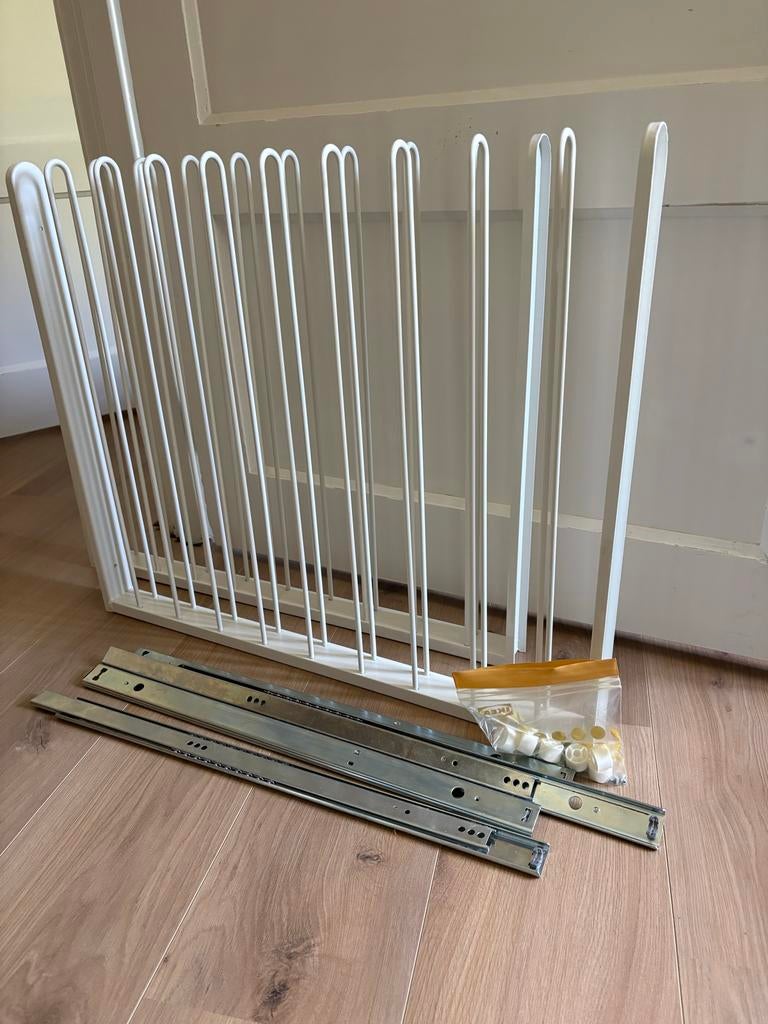 IKEA Komplement broekhangers 2x uittrekbaar wit, Ophalen, Zo goed als nieuw, Metaal