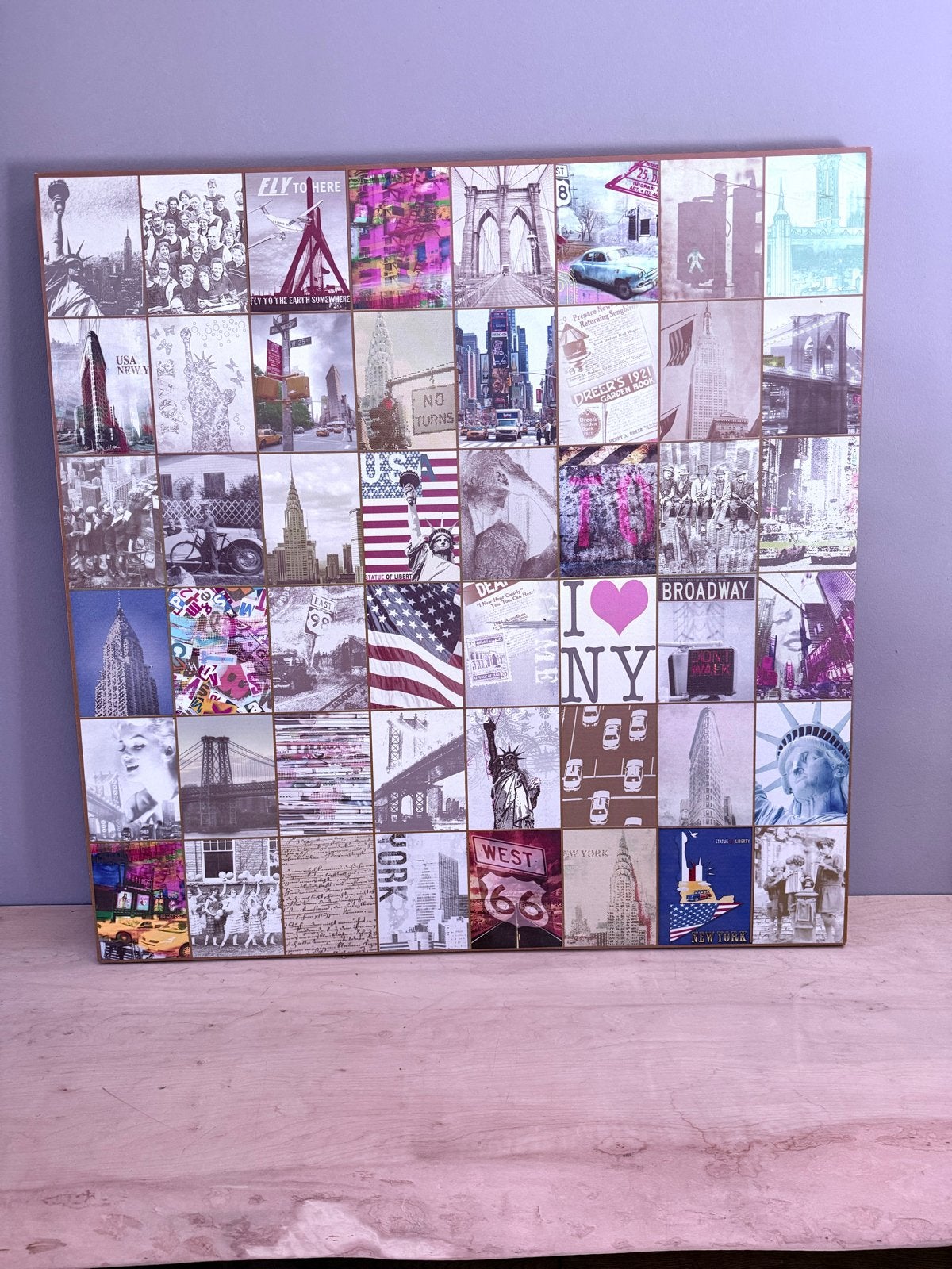 Canvas New York Collage - Uniek Kunstwerk, Ophalen, 75 tot 100 cm, 75 – 100, Print