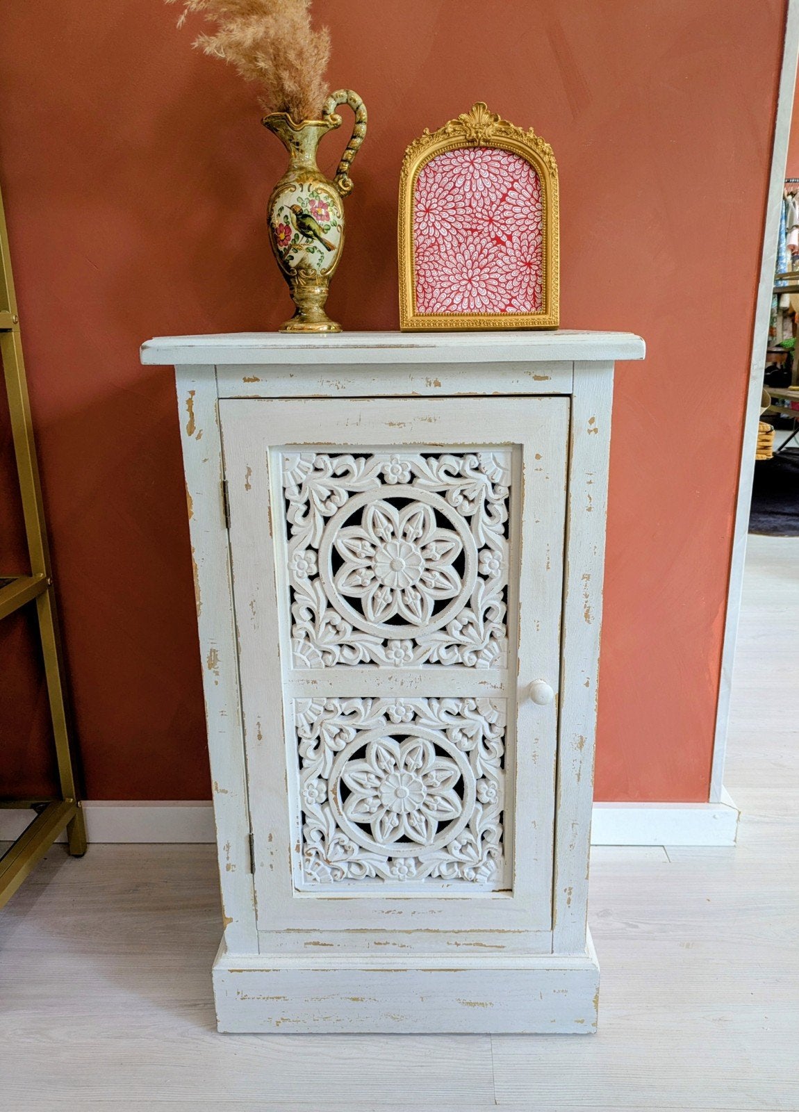 Kastje houtsnijwerk Indiase stijl, Huis en Inrichting, Minder dan 45 cm, Ophalen of Verzenden, Zo goed als nieuw, X