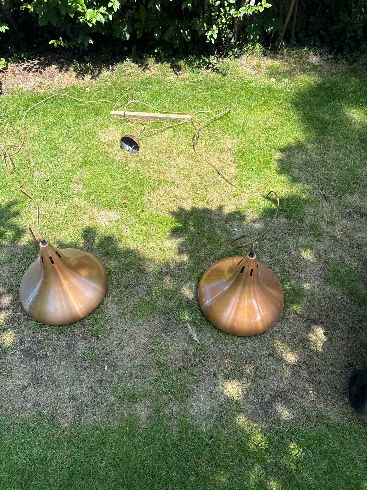 Vintage Koperkleurige Biljartlampen met 3m Snoer, Ophalen