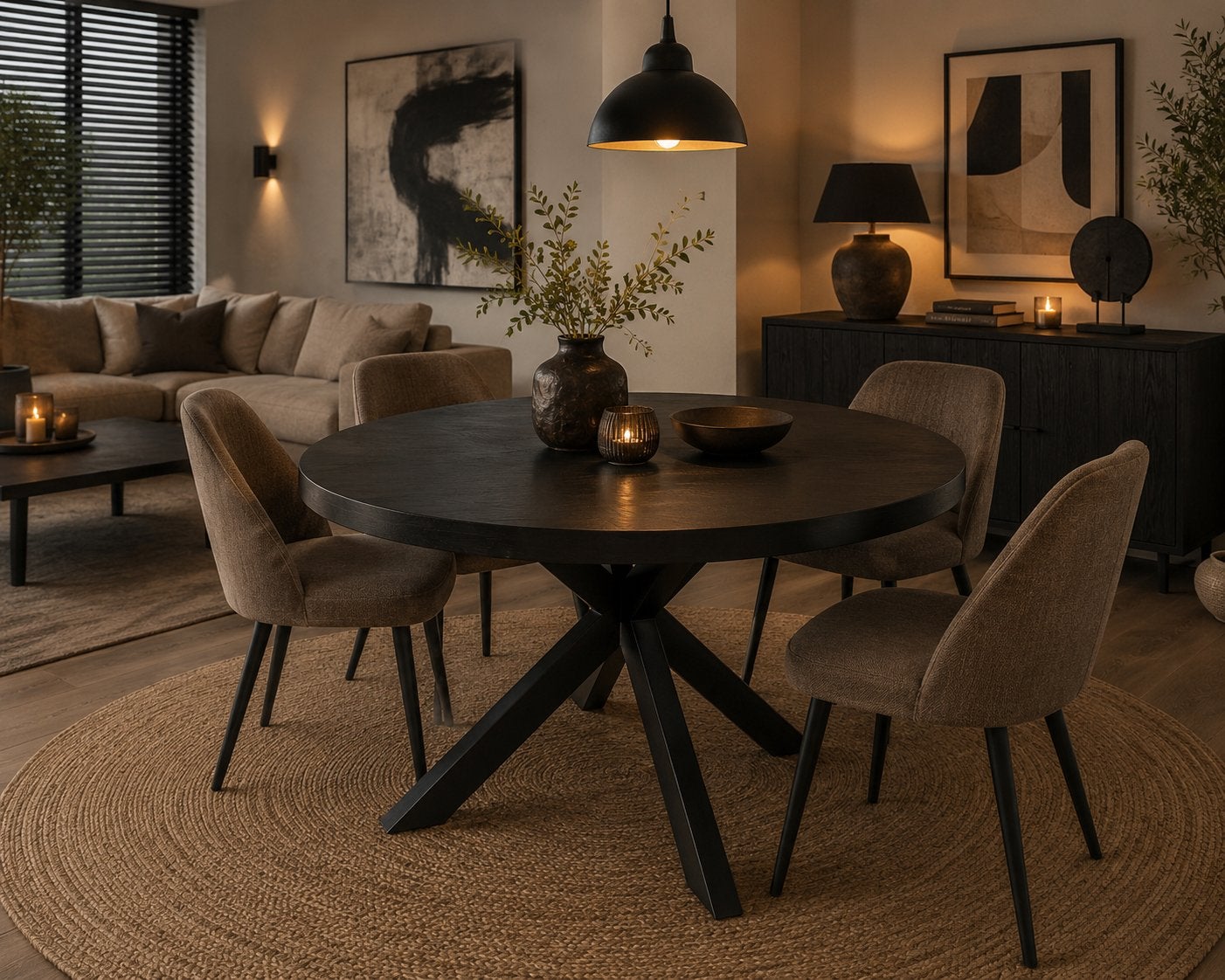 Ronde tafel zwart mangohout met metalenpoot 120x77, Ophalen, Industrieweg 25, 100 tot 150 cm, Rj