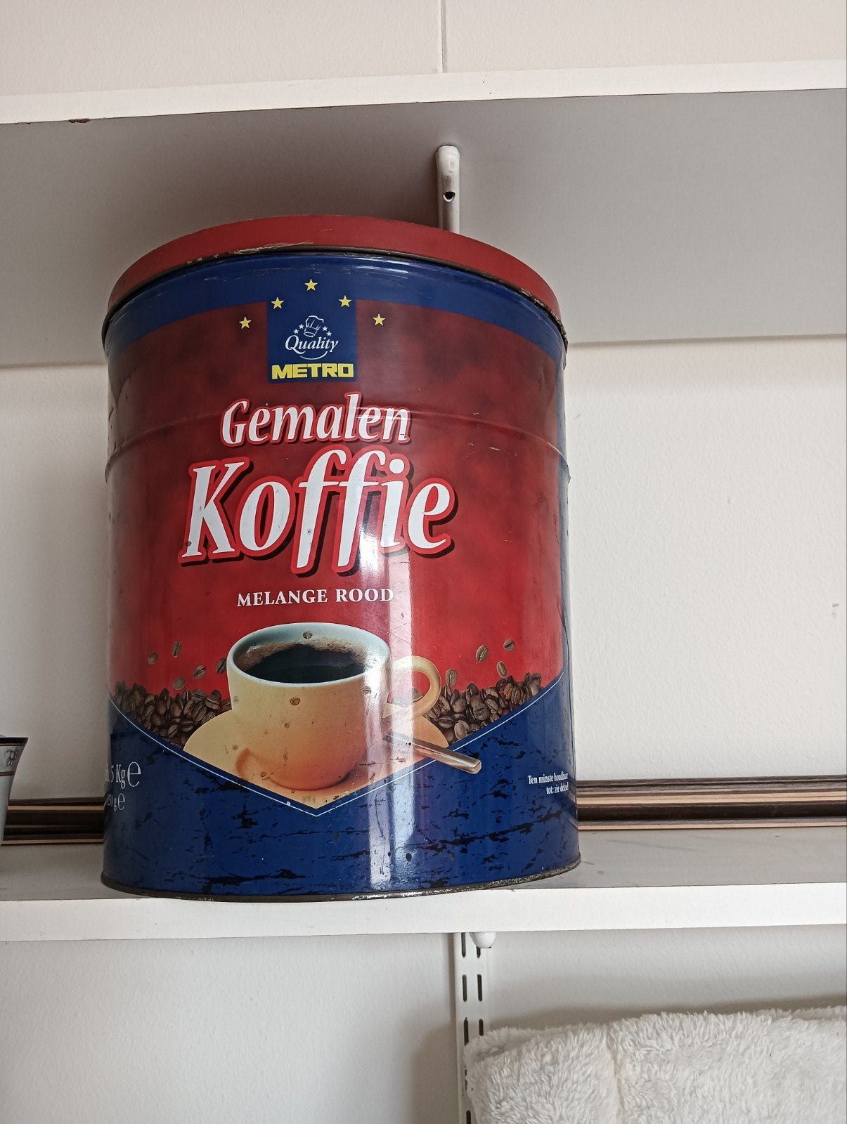 Stoer groot koffie voorraadblik/Horeca blik/Winkelblik, Ophalen of Verzenden, Gebruikt, Overige