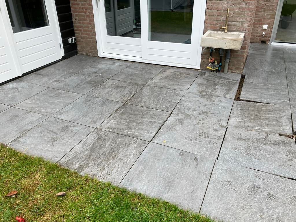 Keramische terrastegels 60x60cm en 60x52cm antraciet grijs, Tuin en Terras, Ophalen, Gebruikt, Keramiek, 10 m² of meer
