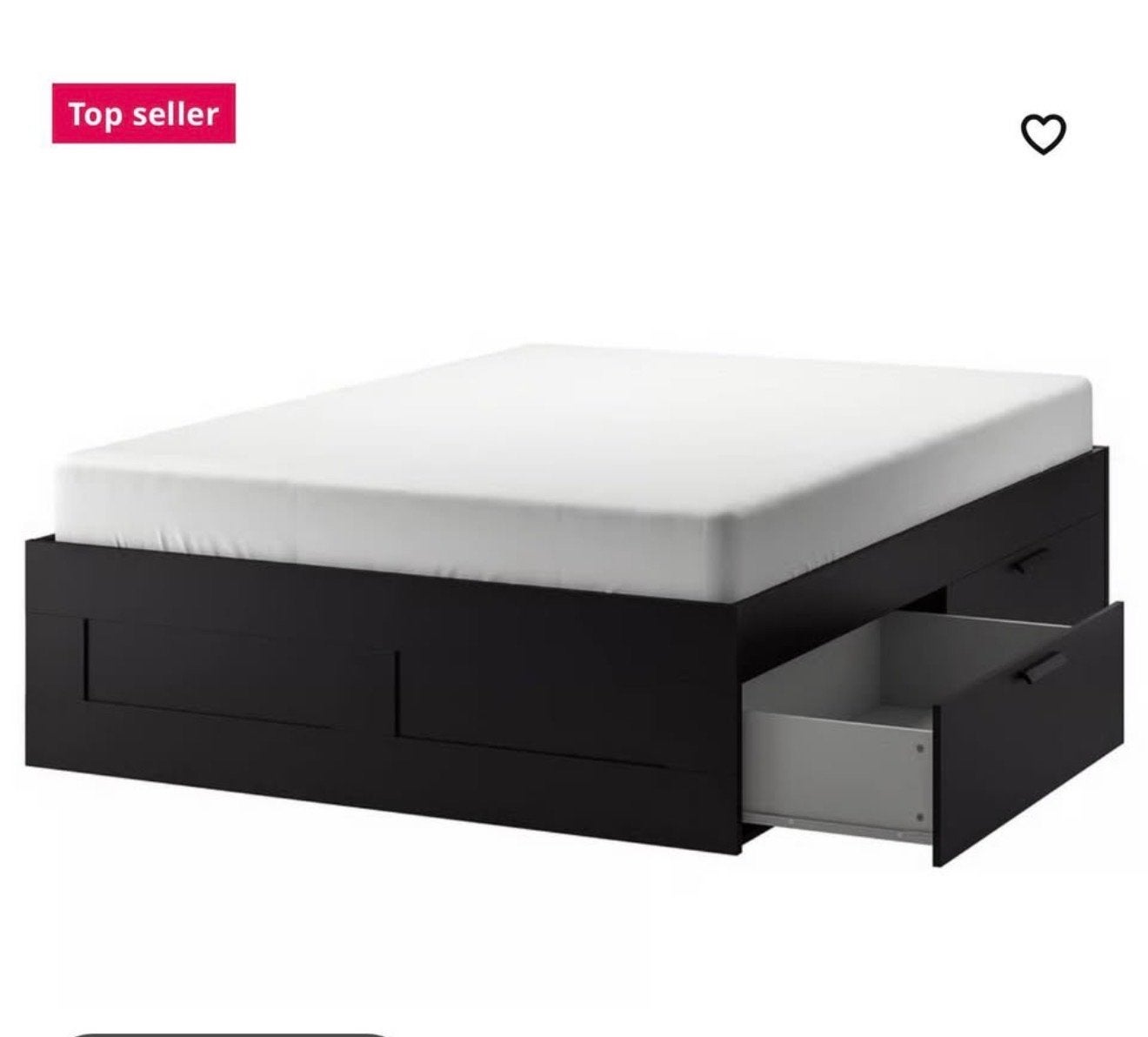 Zwart tweepersoonsbed met opberglades, Ophalen, Gebruikt, Zwart, Tweepersoons