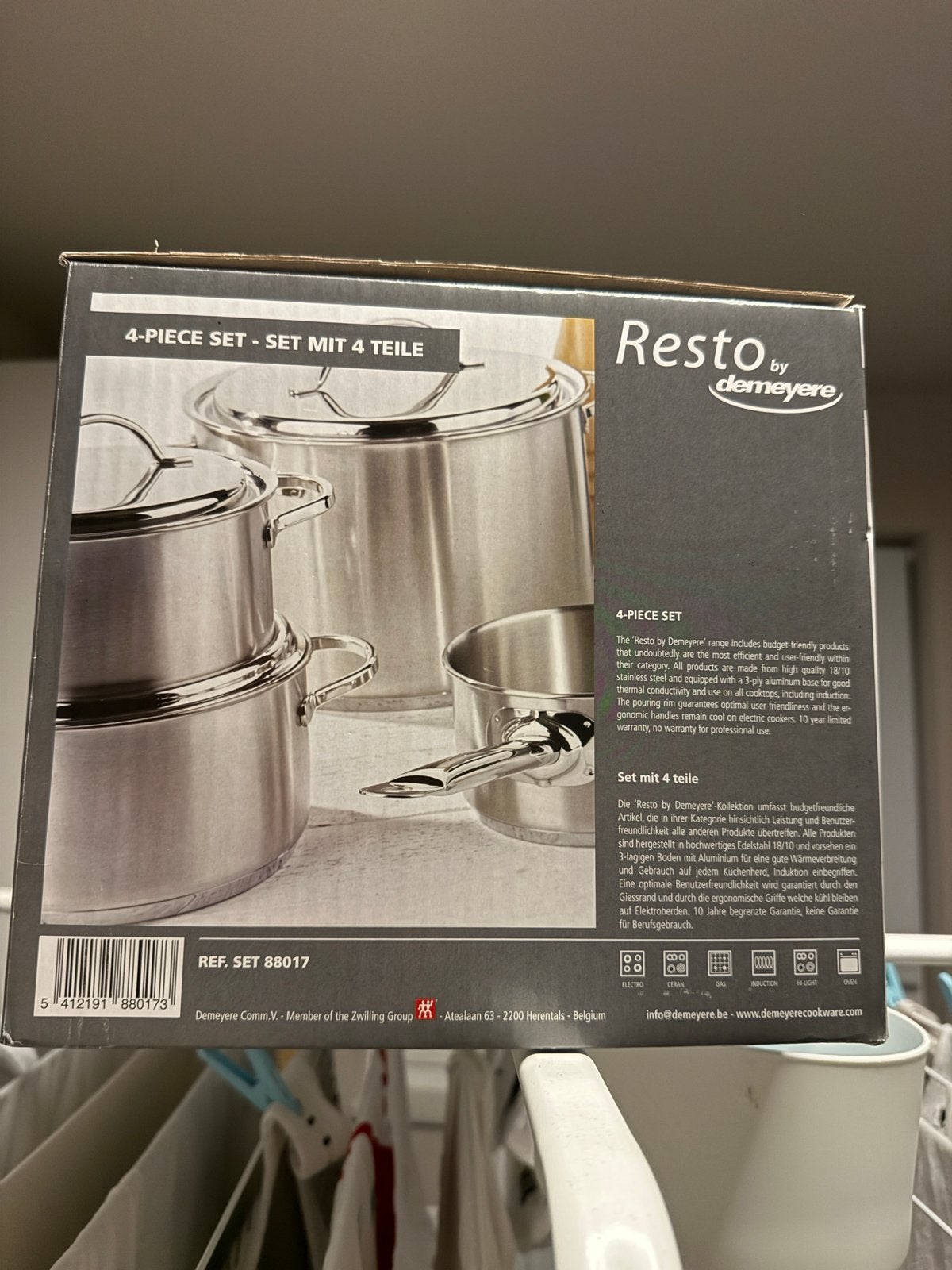 Nieuwe Demeyere pannenset - 4-delig, RVS, Huis en Inrichting, Keuken | Potten en Pannen, Demeyere, Met deksel, Nieuw, Pannenset