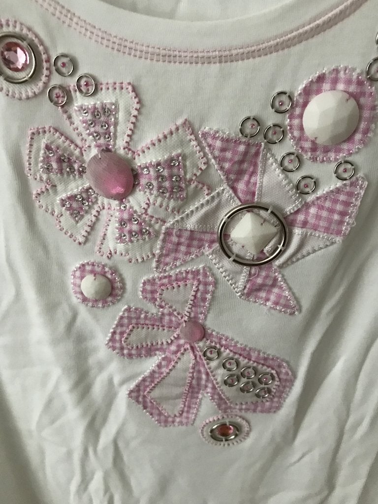 NC NICE CONNECTION shirt wit met pastelroze maat 40, Maat 38/40 (M), NC NICE CONNECTION, Verzenden, Wit