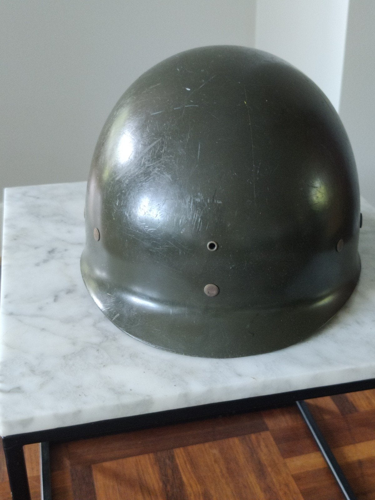 Vintage Legerhelm - Groen Militair Hoofddeksel, Verzamelen, Ophalen, Landmacht, Overige gebieden, Helm of Baret