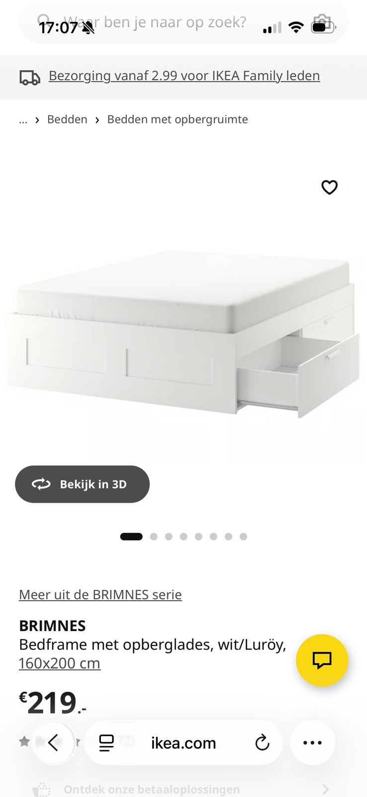 Ikea bed wit 160-200 cm, Huis en Inrichting, Slaapkamer | Bedden, Ophalen, Gebruikt, Wit, Tweepersoons