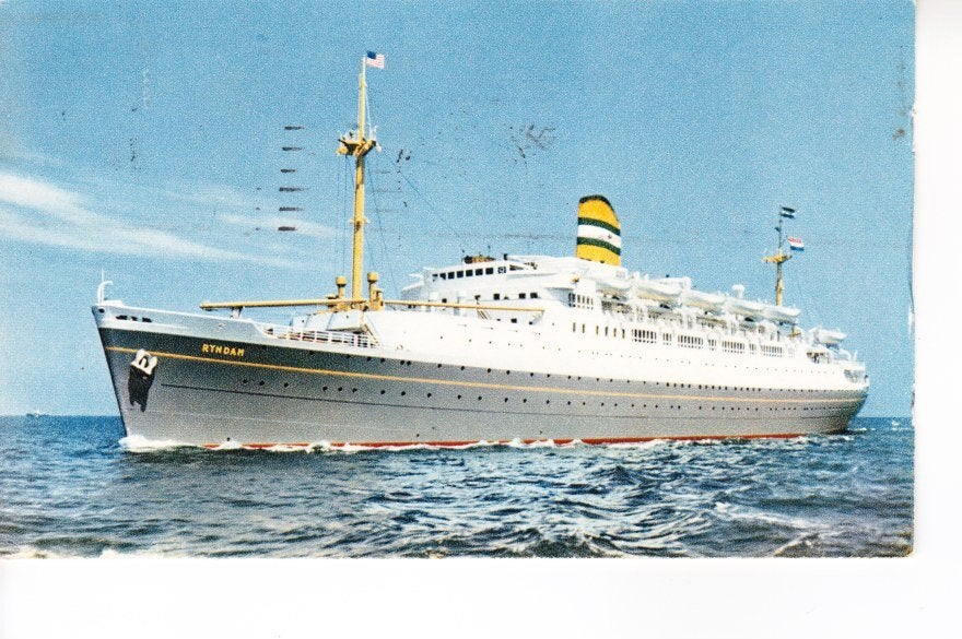 SS Ryndam Holland America Line 1959 Paquebot.  03-09, Verzamelen, Ophalen of Verzenden, Gebruikt, Motorboot, Kaart, Foto of Prent