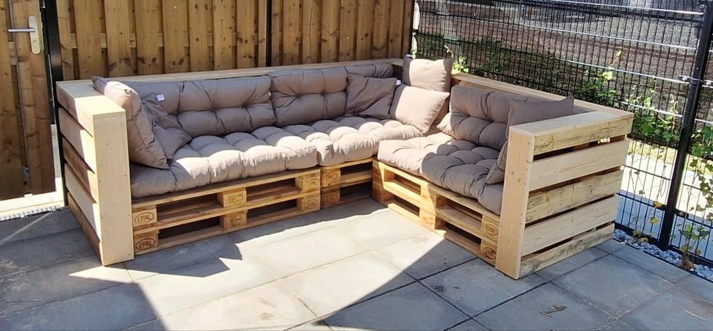 Loungebank pallethout, Ophalen, Gebruikt, 6 zitplaatsen, Loungeset