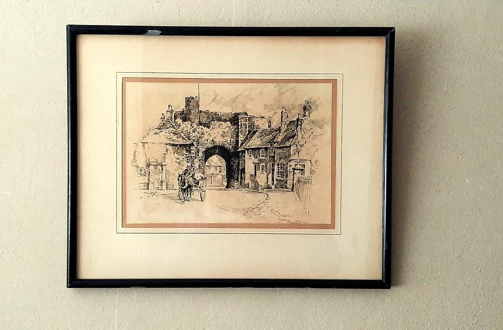 Oude prent RYE SUSSEX, Sidney Barrett, 1914, Ophalen, Gebruikt, Gebouw, Voor 1940