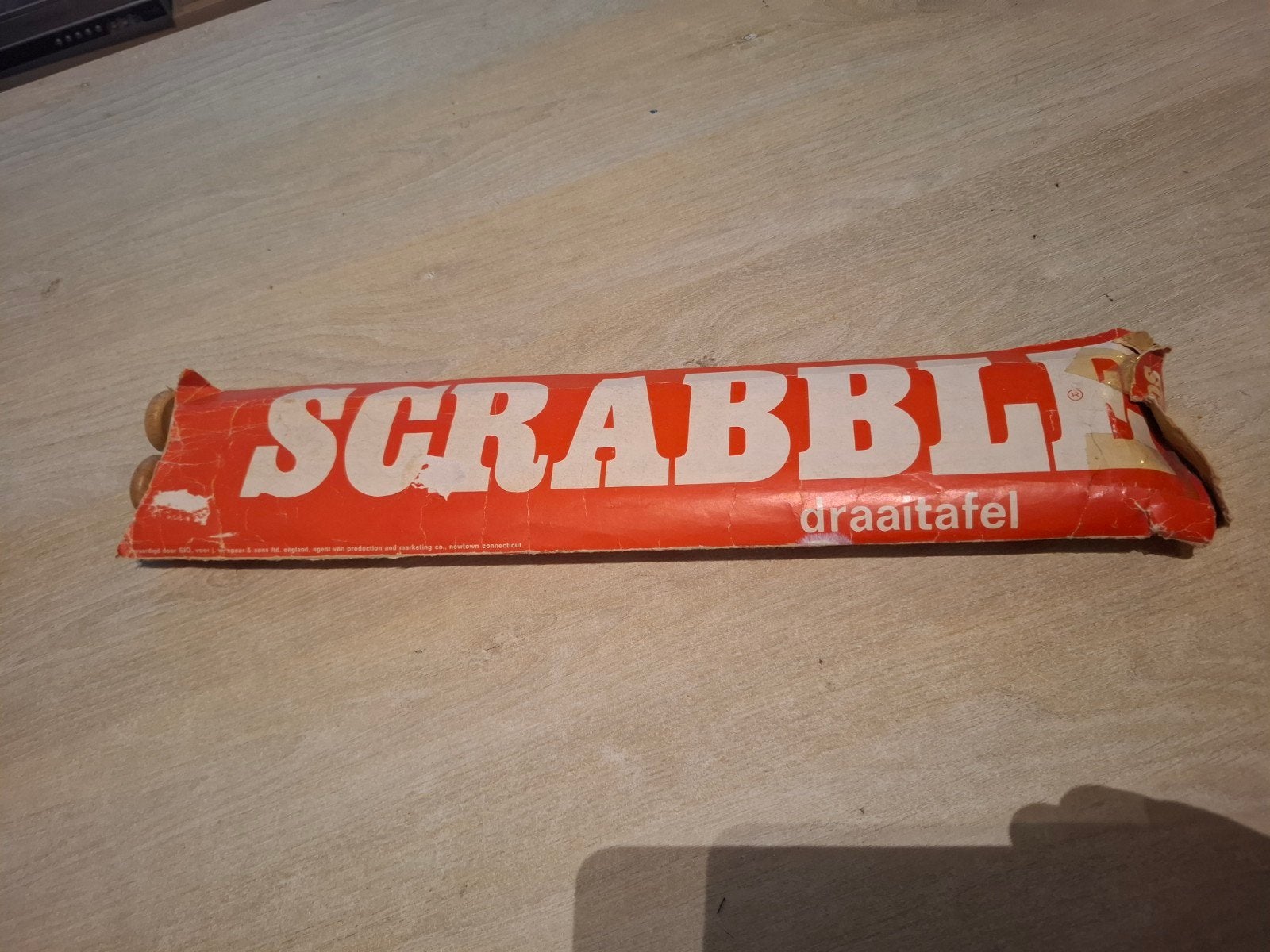 Vintage Scrabble Draaitafel - Houten Onderstel, Gebruikt, Onbekend, Ophalen of Verzenden, Drie of vier spelers