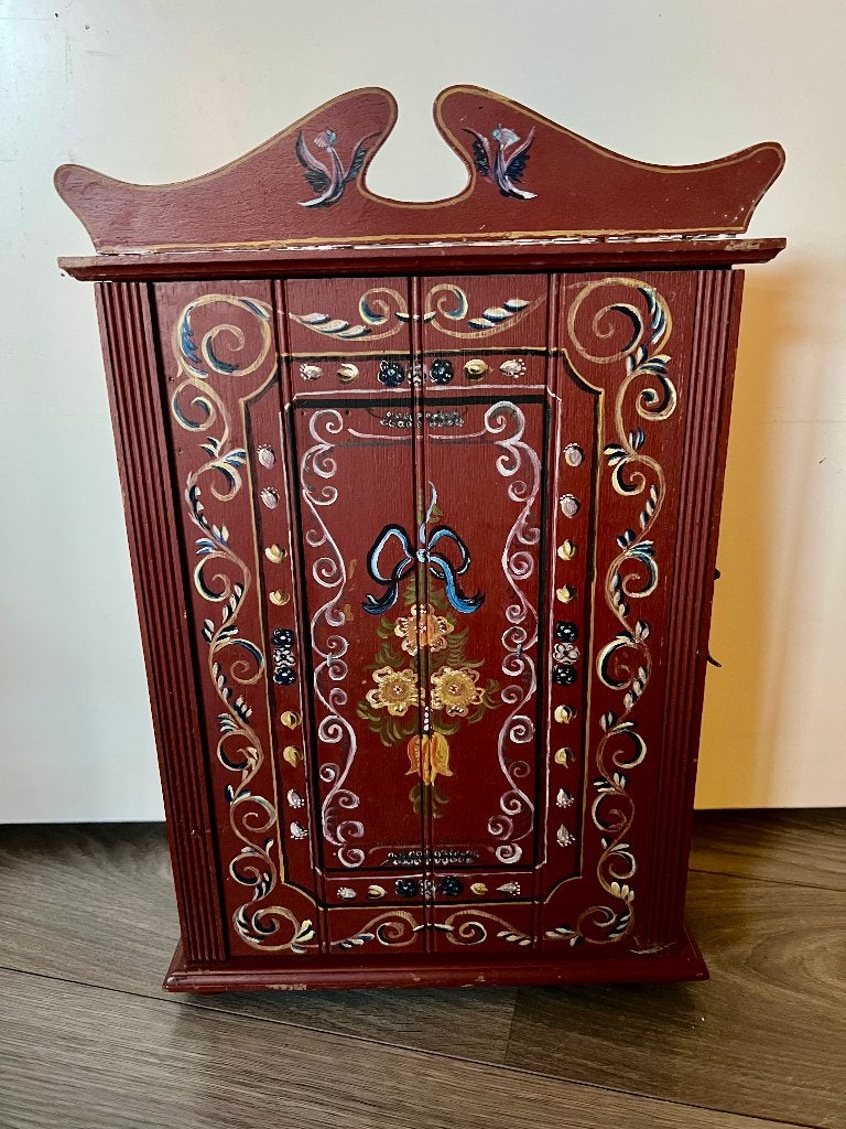 Antiek wandkastje hangkastje houten beschilderd Hindeloopen, Ophalen of Verzenden