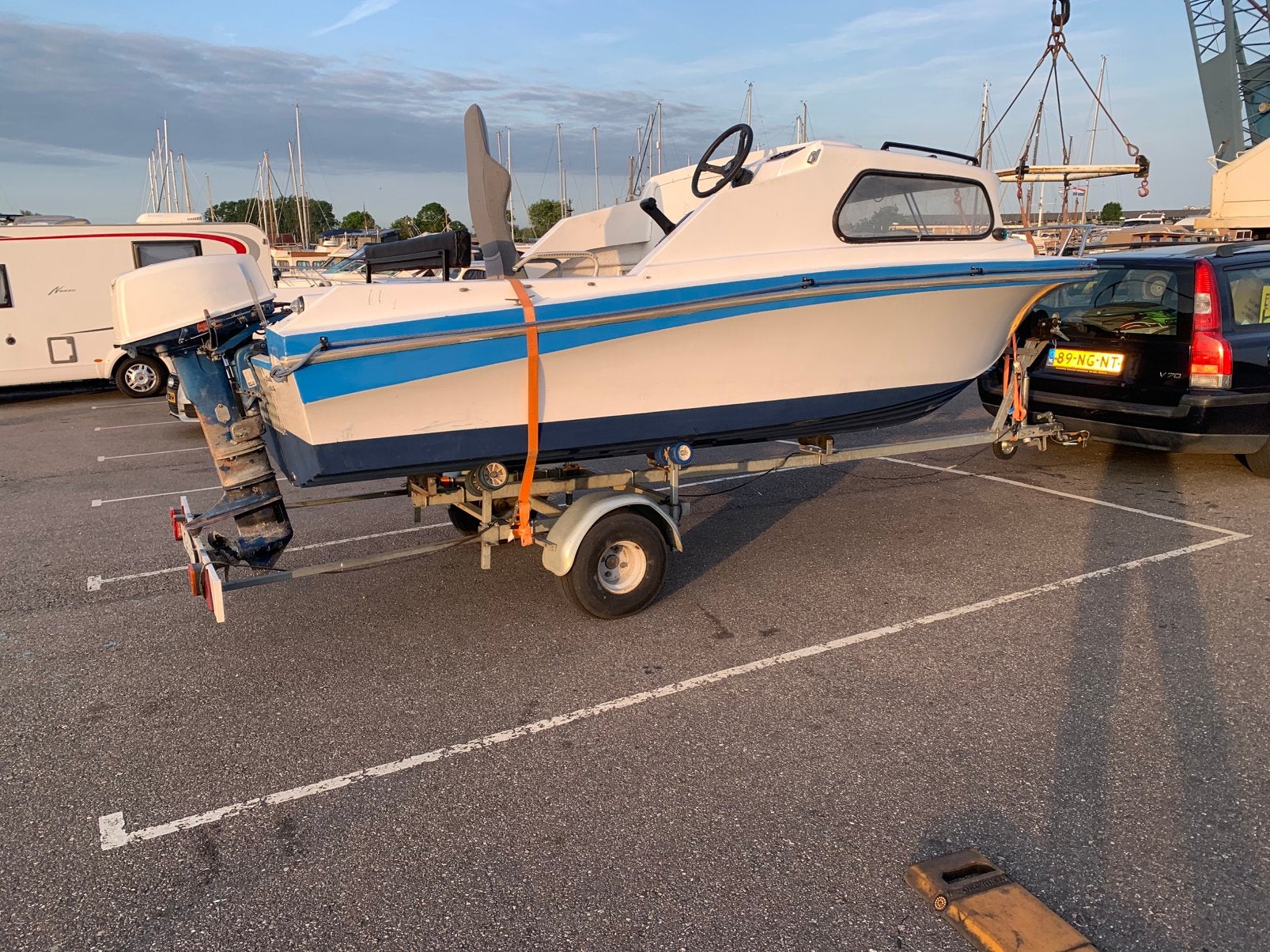 jeanneau seabird 500 met trailer 28pk elektrisch start, Watersport en Boten, Gebruikt, Buitenboordmotor, 5 m, Polyester
