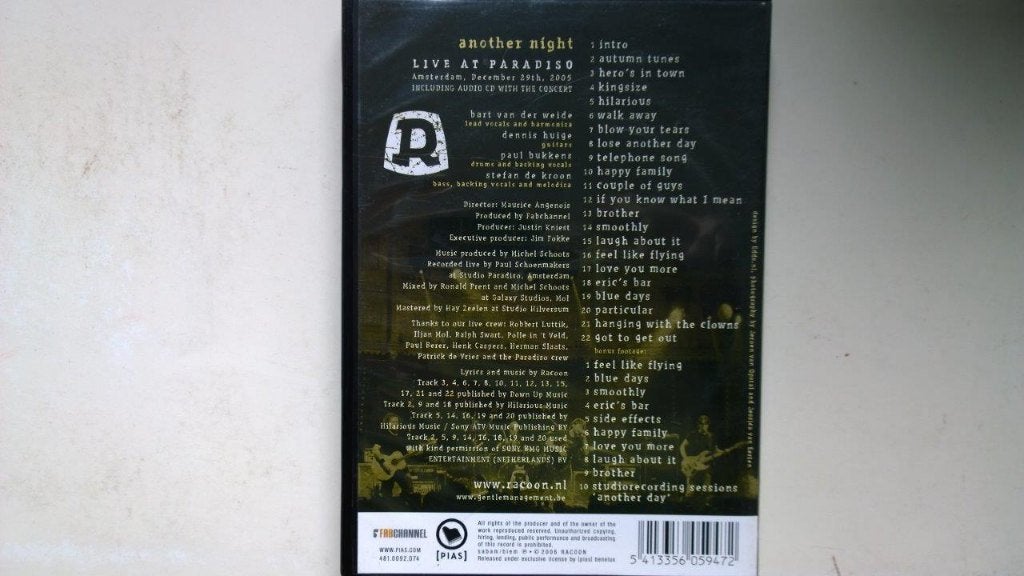 Racoon - Another Night (DVD), Alle leeftijden, Ophalen of Verzenden, Zo goed als nieuw, Concert