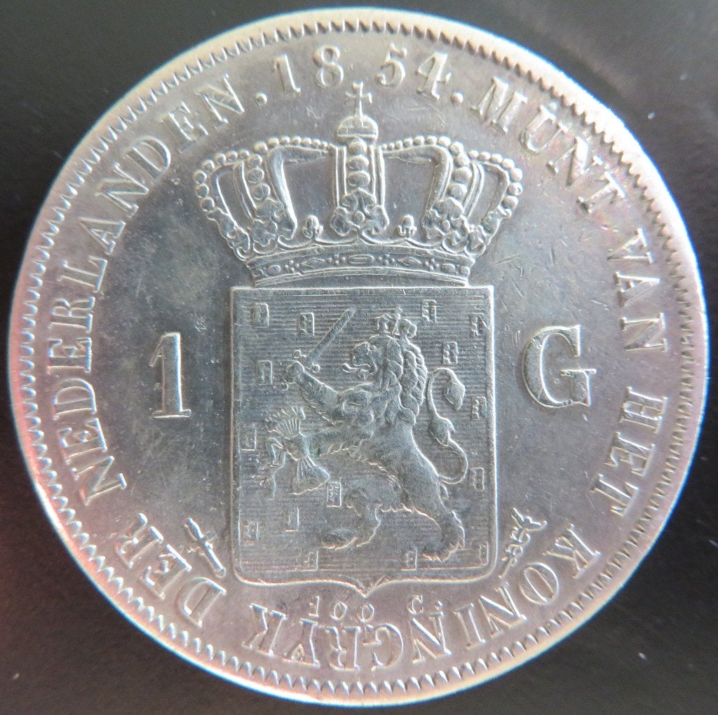 Gulden 1854, 1 gulden, Koning Willem III, Verzenden, Zilver