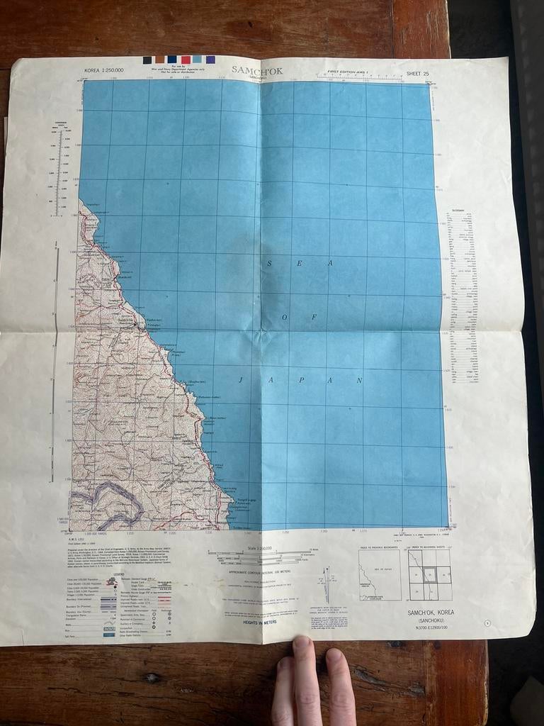 WO2 Amerikaanse stafkaart Zuid-Korea Korea oorlog gebruikt, Amerika, Verzenden