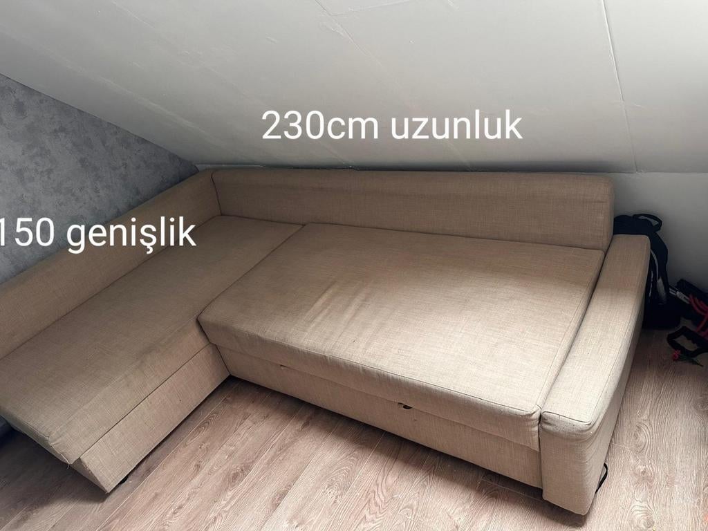 Hoekbank met Slaapfunctie, Gebruikt, 125 tot 150 cm, Modern, Functioneel, Hoekbank