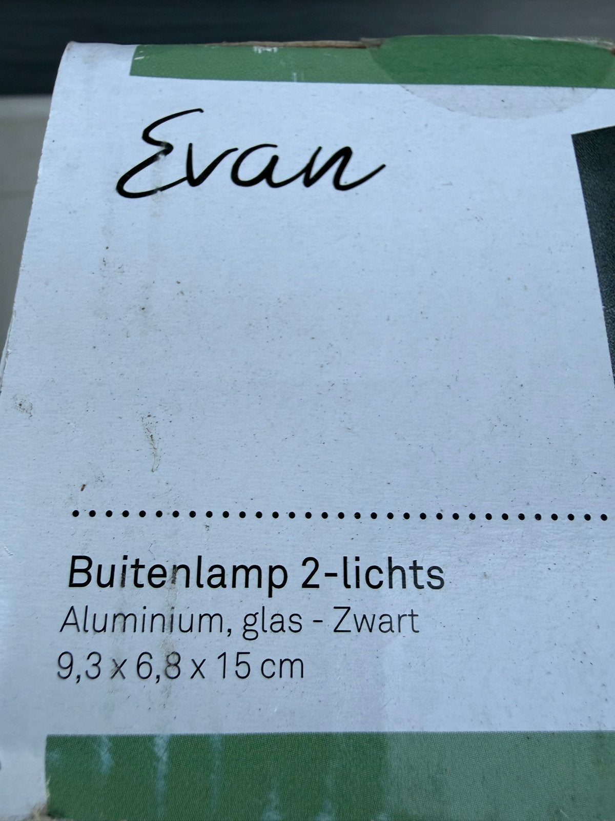 Evan buitenlamp 2-lichts aluminium glas zwart, Tuin en Terras, Buitenverlichting, Ophalen, Nieuw, Aluminium, Wandlamp