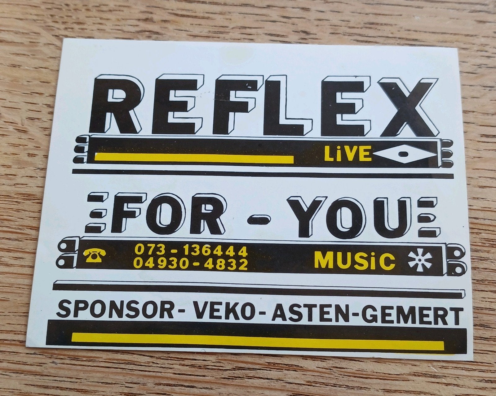 Sticker amusementsorkest live music Reflex, ASTEN Gemert, Ophalen of Verzenden, Zo goed als nieuw
