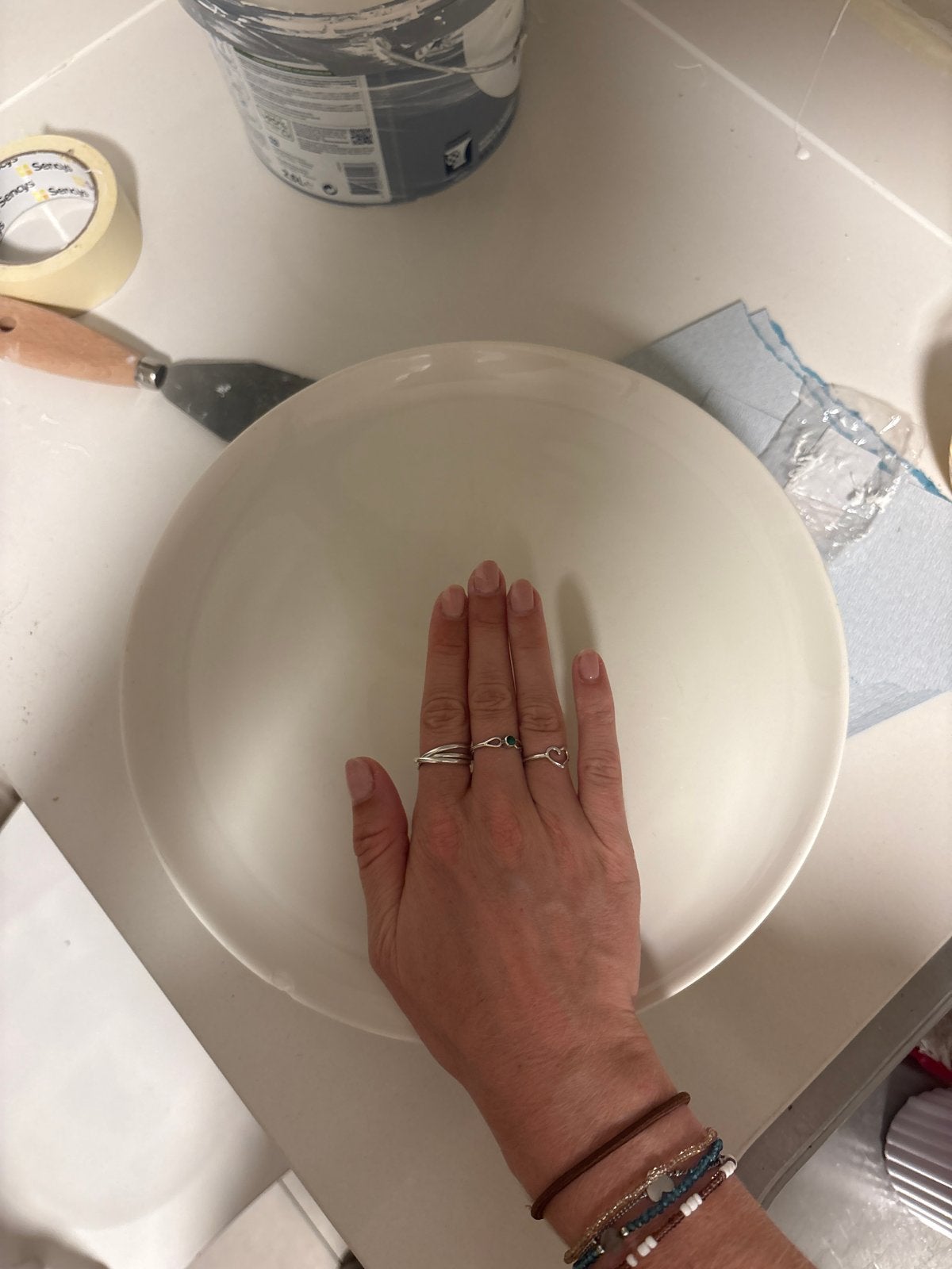 10 Grote witte borden, ca. 30 cm doorsnee, Ophalen, Gebruikt, Bord(en), Overige stijlen