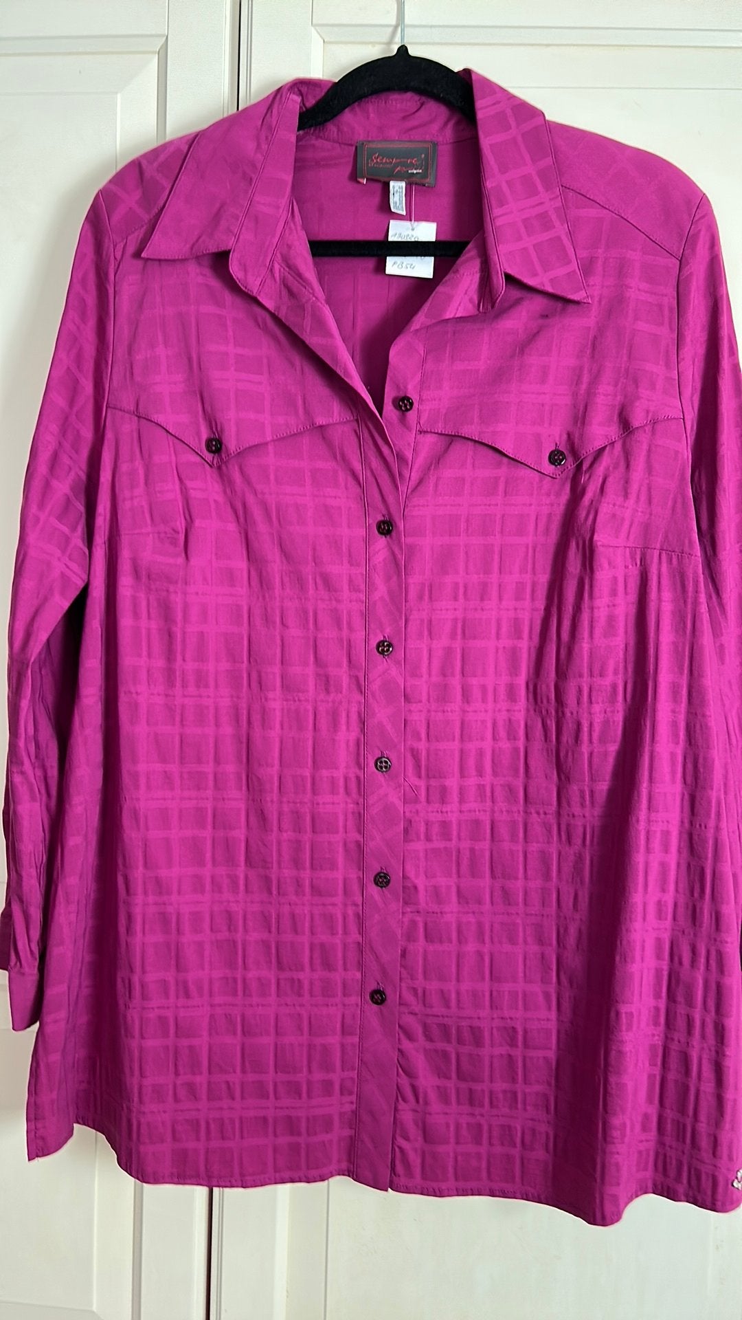 Sempre Piu Super stretch blouse 46, Kleding | Dames, Verzenden, Nieuw, Maat 46/48 (XL) of groter, Paars