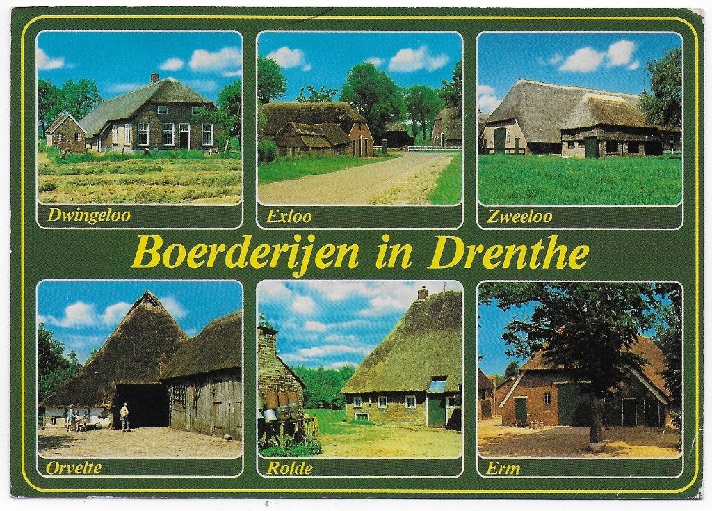 Boerderijen in Drenthe Gelopen Ansichtkaart ( B6164 ), Ophalen of Verzenden, 1980 tot heden, Gelopen, Drenthe