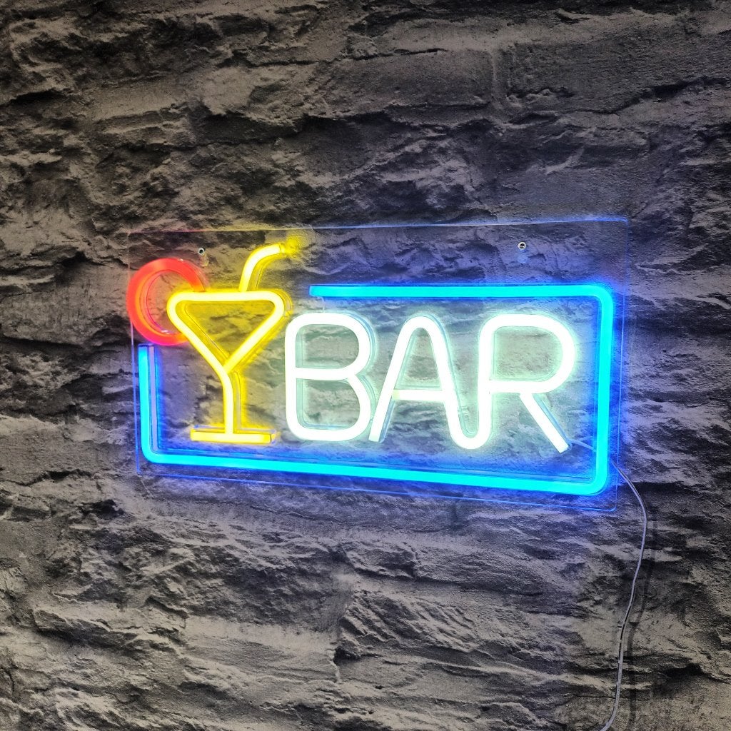 Neon bord bar - Led bord - Led sign - Led decoratie - Neon, Kouwehoek 1b, Cave & Garden, 24 cm, Meerkleurig
