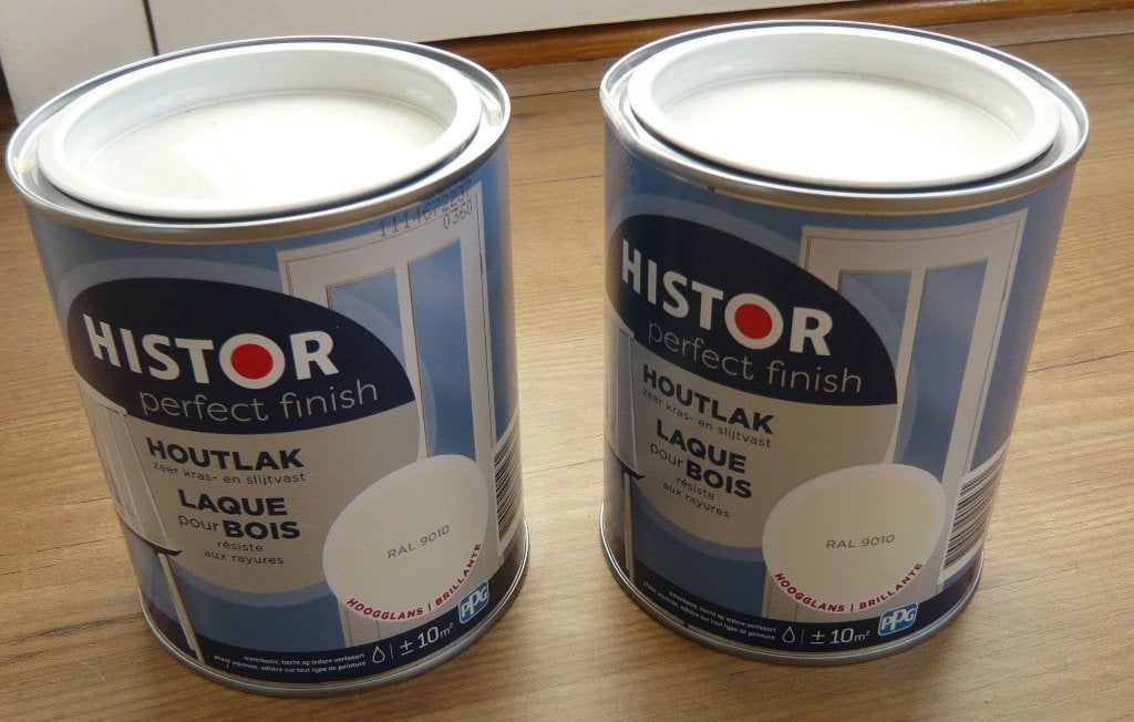 Histor Perfect Finish Houtlak Hoogglans 9010 0,75L, Doe-het-zelf en Verbouw, Verf, Beits en Lak, Wit, Nieuw, Ophalen of Verzenden