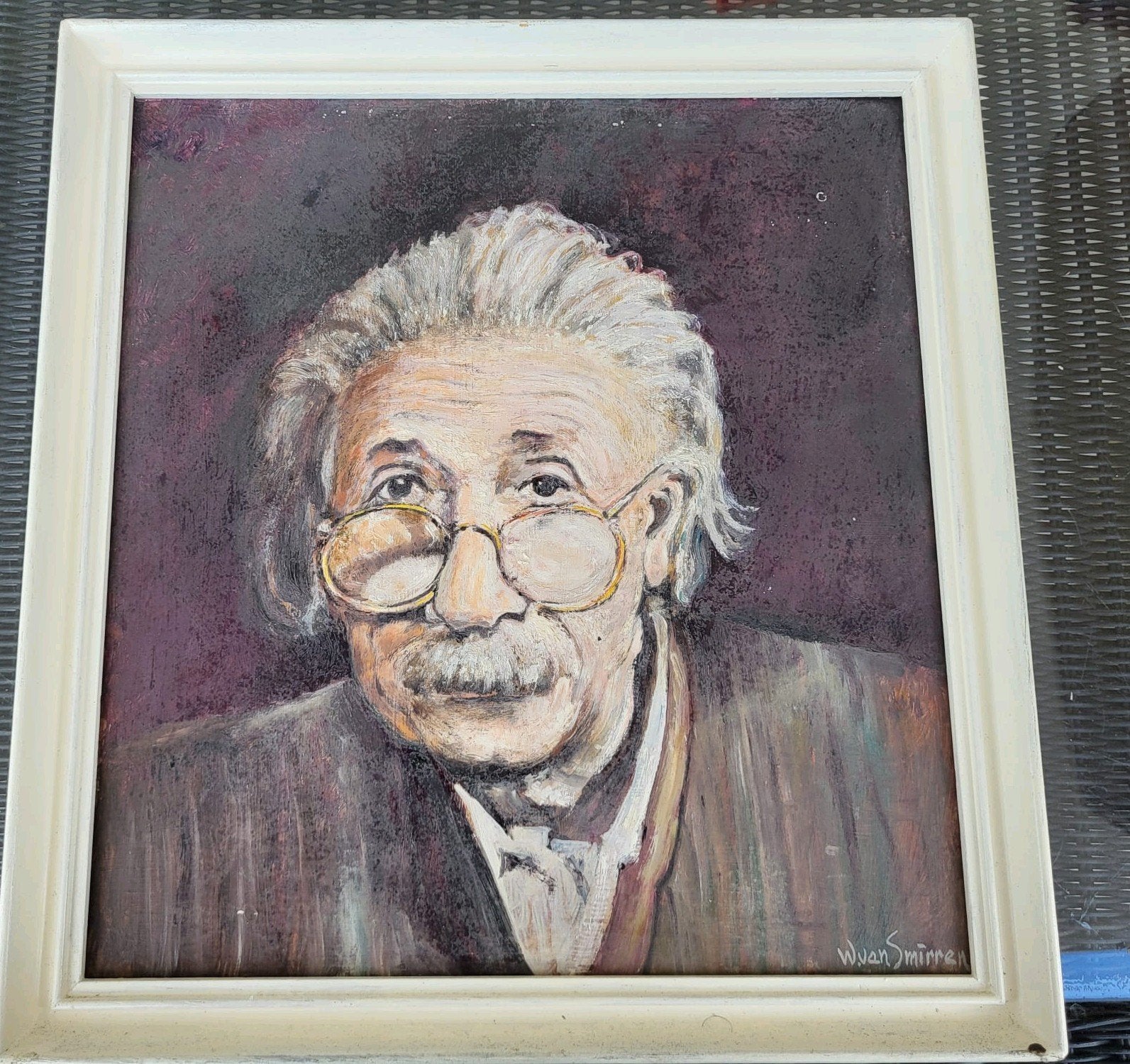 Olieverf Portret Albert Einstein- Gesigneerd, Ophalen of Verzenden