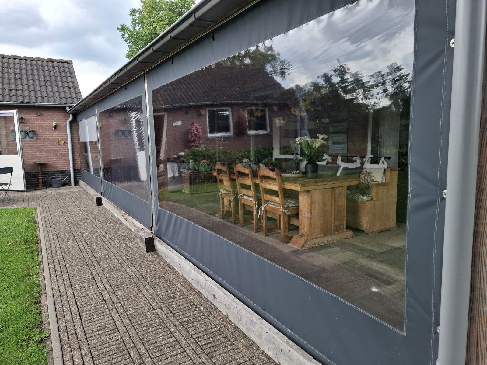 Veranda zeilen 3 stuks in hele goede staat., Tuin en Terras, Overkappingen, Ophalen, Zo goed als nieuw, Veranda